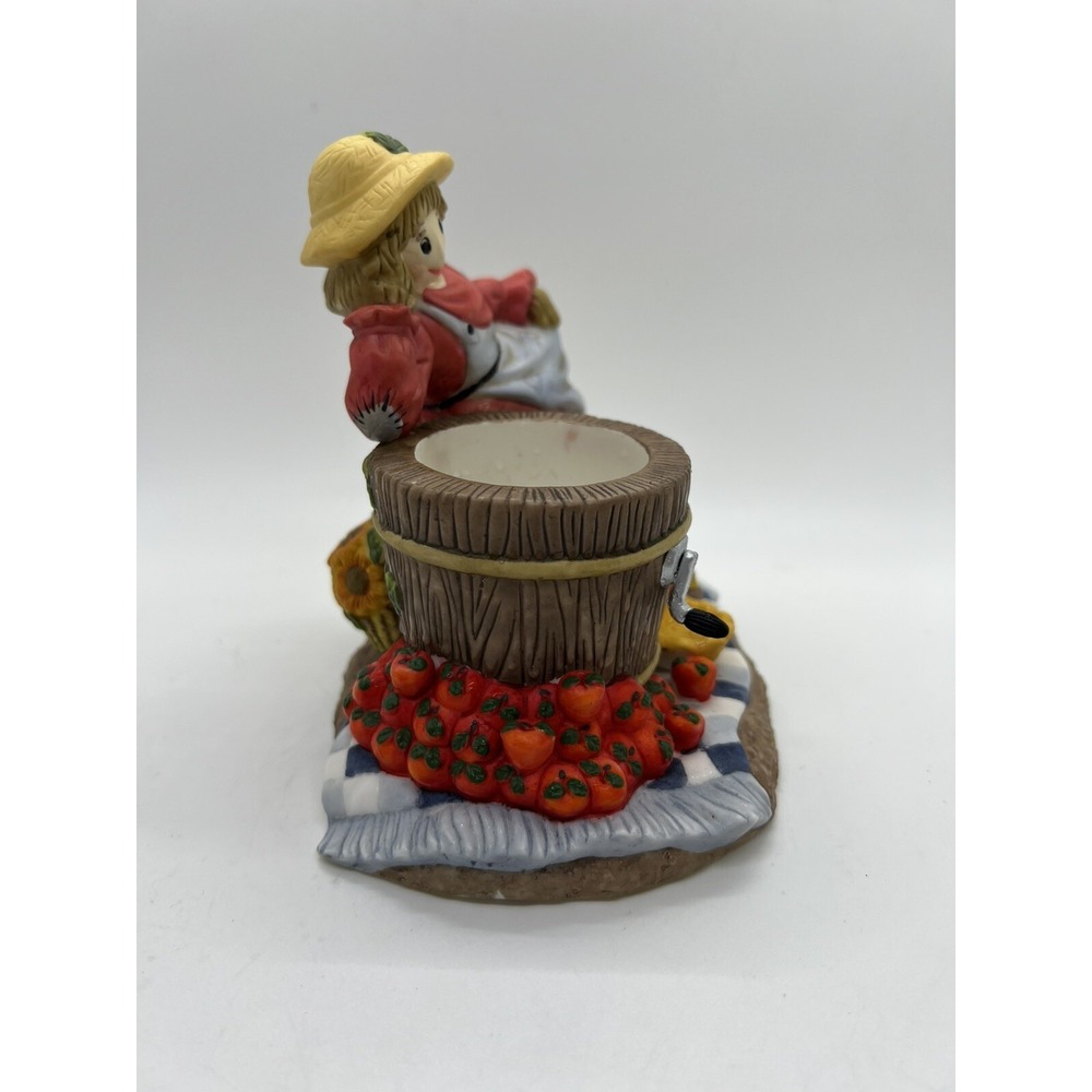 PartyLite Scarecrow Pumpkin Barrel Votive Candle Holder P7275 Fall Decor - Picture 4 of 10